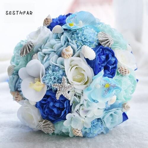 SESTHFAR New Wedding Bouquet Lvory and Blush Pink Peony Wedding flower Silk Bridal bouquet buque de noiva Wedding Decoration