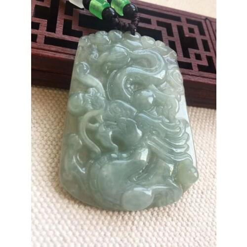 Natural Myanmar jade hand-carved dragon green jade pendant necklace pendants jadeite jade jewelry jade necklace for women men