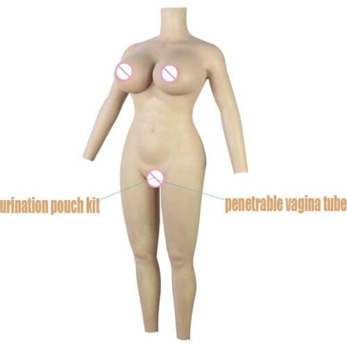 C E G H Cup Full Bodysuit Silicone Fake Boobs Transgender Crossdressers Cosplay Costume