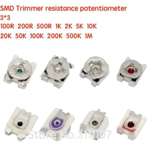 20PCS/LOT Trimming Resistor 1K 2K 3K 10K 20K 50K Ohm 3*3 SMD Adjustable resistance 3x3 adjustable Potentiometer Resistance SMD