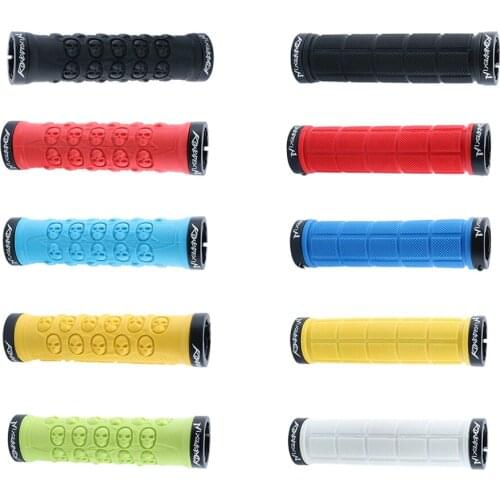 Bike Hand Grips, Double Aluminium Alloy Lock on Locking Bicycle Handlebar Grips - Soft, Anti-skid, 132mm Long - Multiple Colors
