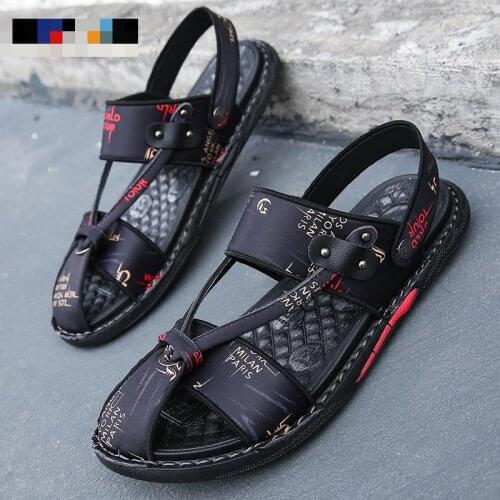 Fashion Sandals Men White Black Leather Sandals Soft Comfortable Lightweight Man Shoes Casual Flat Sandals Summer Beach Sandals