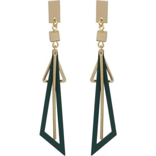Korean Fashion Women Geometric Long Triangles Tassel Dangle Drop Ear Studs Earrings Party Jewelry Gift 2020 New