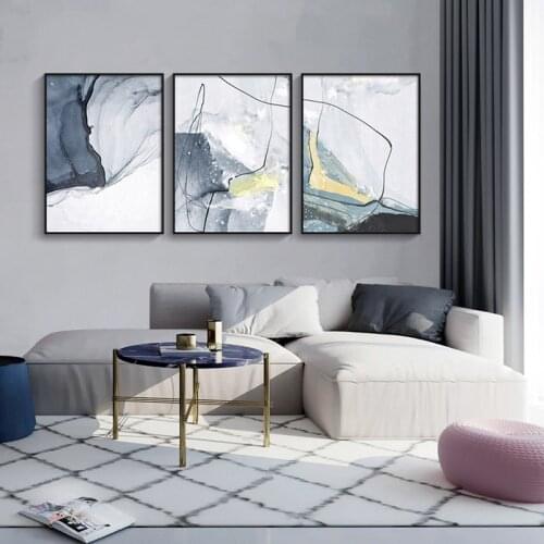 Nordic Modern Abstract Canvas Painting Watercolor Line Wall Art Poster Modular Pictures for Interior Loft Home Decor