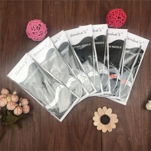 Free Shipping 3.0-7.0mm Stainless Steel Circular knitting needles set 7PCS/Set 43.65.80.100.120 CM Size knitting needles Crafts