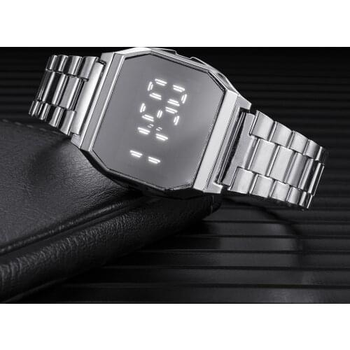 Sport Mens Digital Watch Luxury Stainless Steel Link Band Electronic Wristwatch Women Men Unisex LED Watches Relogio Masculino