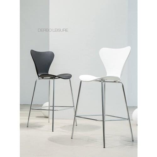 Modern Classic Fashion Loft Design Nordic Soft Color Plastic Seat Silver Chromed Leg kitchen room Counter Bar Stool Chair 1PC