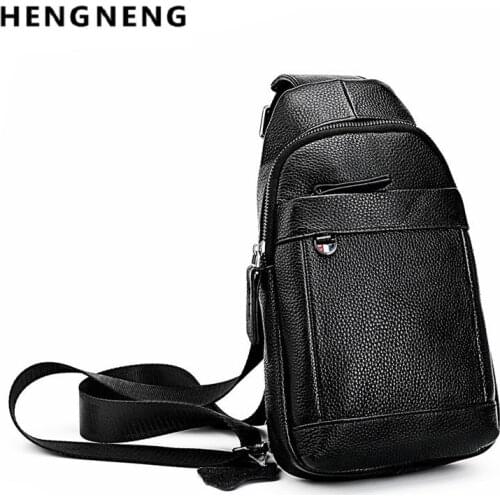 Luxury Brand Messenger Bag Leather Men Chest Bag Crossbody Shoulder Bag Mens Business Sling Bags Male Casual Chest Pack