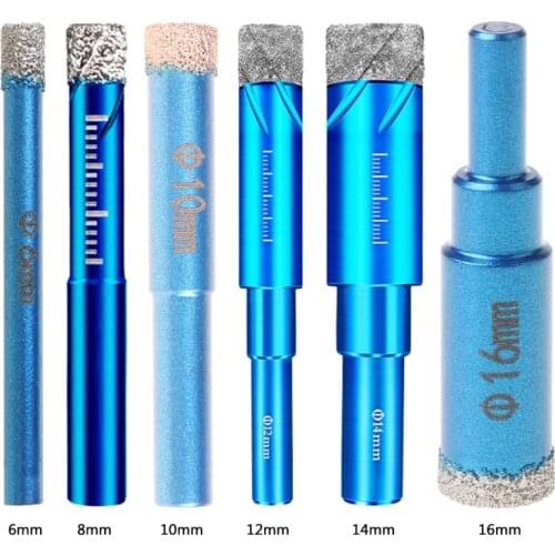 6 8 10 12 14 16 mm Durable Diamond Coated Core Drill Bit Dry Drilling for Glass Marble Granite Quartz Porcelain Ceramics