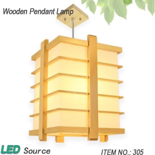 Vintage pendant light Oak Wood Retro lamp LED Japan style tatami wood sheepskin Shade hanging light for restaurant Bedroom Aisle