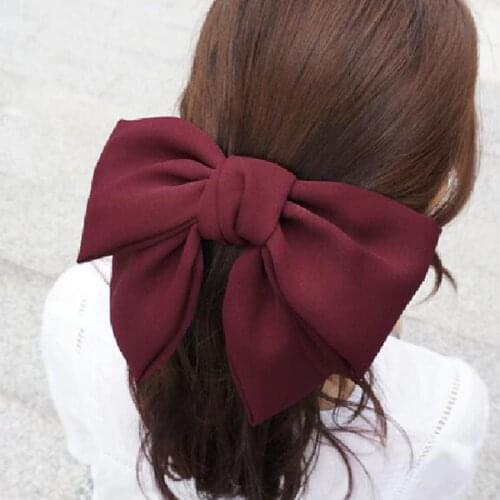 Haimeikang Big Hair Bow Ties Hair Clips Satin Two Layer Butterfly Bow Barrettes Girl Hair Accessories for Women Bowknot Hairpins