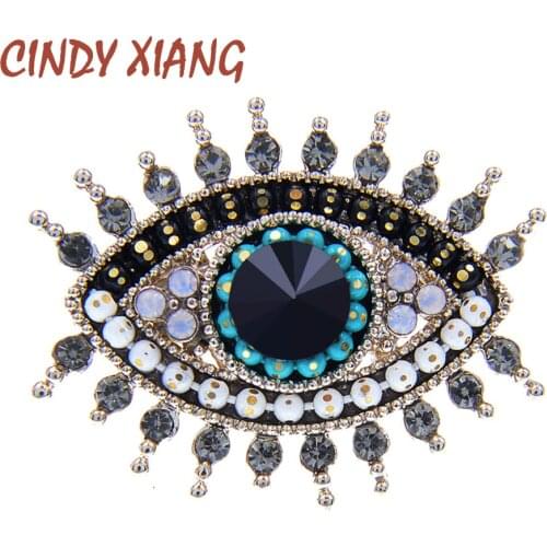 CINDY XIANG New Arrival Rhinestone Eye Brooches For Women Alloy Beauty Lucky Eye Beads Weddings Party Brooch Pins Shirt Jewelry