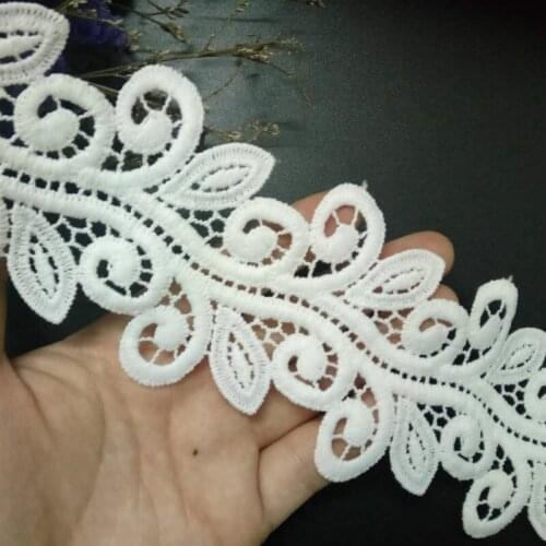 1 yard White Micro Fiber Flower Embroidered Fabric Lace Trim Ribbon Handmade DIY Sewing Supplies Craft For Costume Decoration