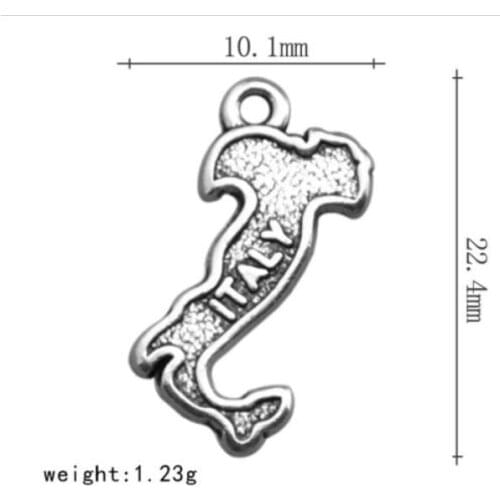 10pcs Tibetan silver color country ITALY map design charms