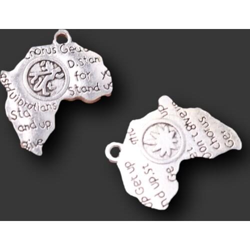 10pcs Silver Plated Africa Mini Map Pendants Vintage Necklace Earring Metal Accessories DIY Charms For Jewelry Crafts Making