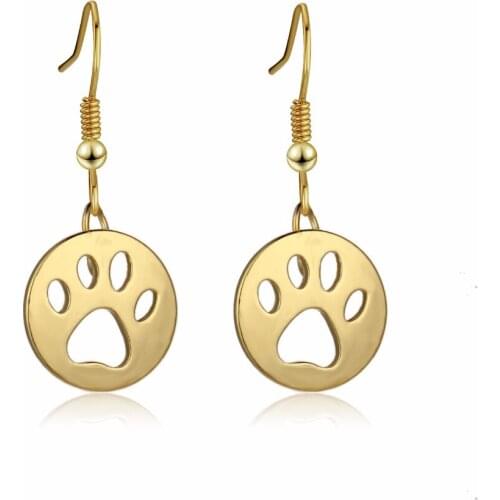 12 Pairs/Lot Fashion Hollow Dog Pet Paws Earrings Drop Earrings Women Gift Dangle Earrings Charm Jewelry Animals Lovers Presents