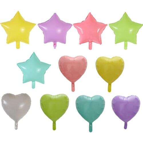 50pcs 18inch Macarons Color Pastel Candy Foil Balloons Heart Star Helium Baloons For Birthday Party Wedding Decoration Kids Toys