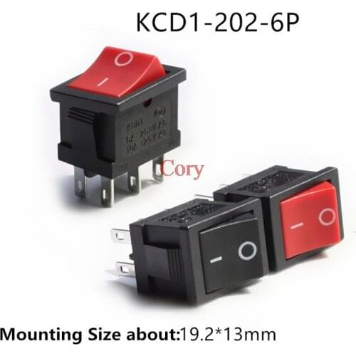 6 Pin ON-OFF on-off-on DPDT Panel Mount Boat Rocker Switch 250V/6A 125V/10A AC Black/Red