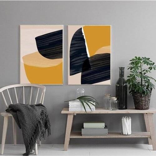 Abstract Geometric Black Gold Poster Printing Irregular Color Block Painting Canvas Living Room Home Decoration Painting Mural