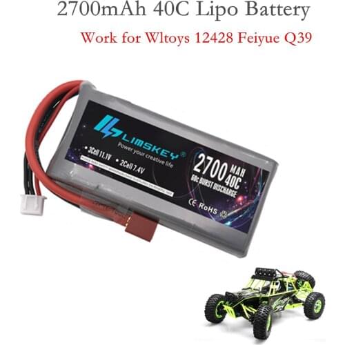 Limskey Lipo Battery 2S 7.4V 2700mah 40C Max 60C for Wltoys 12428 12423 1:12 RC Car Spare parts Rc Lipo Battery
