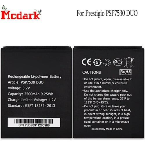 Mcdark For Prestigio PSP7530 DUO Battery 2500mAh Bateria For Prestigio Muze D3 3530 Duo E3 PSP3531 DUO Muze A7 PSP7530