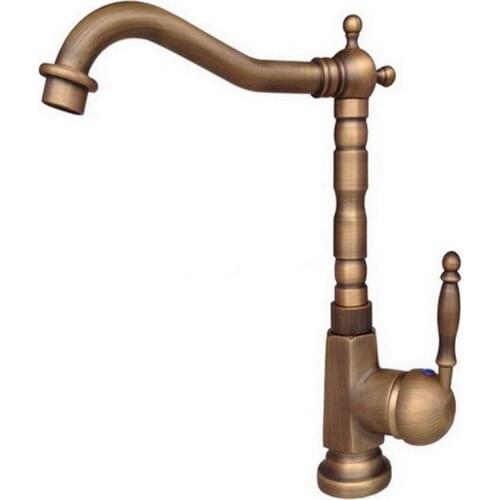 Antique Brass Single Lever Handle Swivel Kitchen Bathroom Sink Basin Faucet Mixer Taps aan036