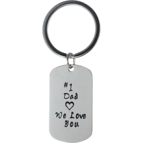 12PC/Lot Stainless Steel Keyring #1 Dad Heart We Love You Keychain Gift For Family Daddy Fathers Son Daughter Key Chain Ring New