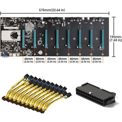 BTC-D37/BTC-S37 Mining Motherboard CPU Set 8 Graphics Card Slot + 24Pin Power Adapter + 8Pin PCIE to Dual 8 (6+2)Pin Power Cable