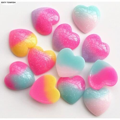 50 Pieces/lot Resin beads Size 20mm Heart Shape 5 Colors Cabochon Domes Flat back Jewelry Finding Cameo Pendant Settings E2043