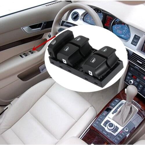 Black Electric Window Control Switch Lifter Safety Lock Button For Audi A6 C6 L2.4 A3 8P1 S3 Q7 06-09 S6 4F0959851/F/A LHD