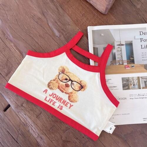 Kids Clothing 2021 Summer New Toddler Girls Cartoon Sling Tops Fashion Cotton Bear Print Sling Shirts for Girls Baby Vest Tops