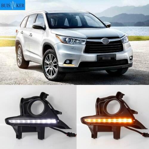 DRL For Toyota Highlander 2014 2015 2016 Daytime Running Lights fog lamp cover headlight 12V Daylight car-styling