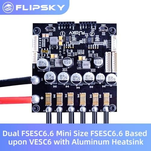 Dual FSESC6.6 with Aluminum Heatsink Mini Size Open Source Project fit with VESC6 Software Electronic Speed Controller Flipsky