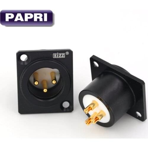 PAPRI Male 3PIN XLR Balance Plug Connector Gold Plated Tellurium Copper Audio Lot/1PCS