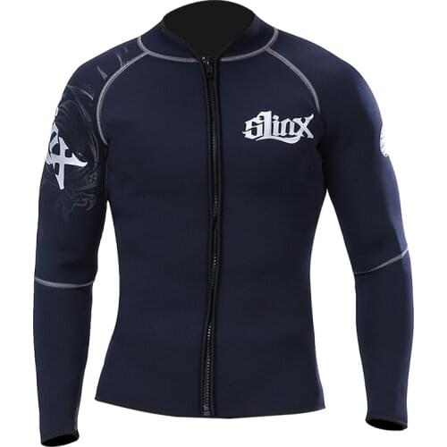 3MM Neoprene Diving Jacket Warm Long Sleeve Wetsuit for Men Front Zipper Jacket Top Surf Scuba Swimming Snorkeling Clothes