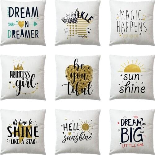 Simple Letter Series Linen Home Decoration Pillow Cover Cojines Decorativos