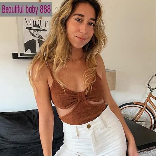 Meqeiss Summer Sexy Street Casual Wear Camis Womens Sleeveless Backless Ribbed Low Cut V-Neck Club CropTops Skinny Vest Female