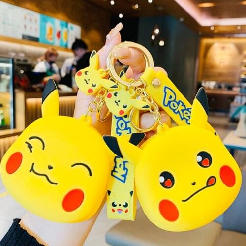 Pokemon Pikachu Cute Silicone Coin Purse Keychain Cartoon Kawaii Fashion Anime Figure Bags Toys for Children Gifts
