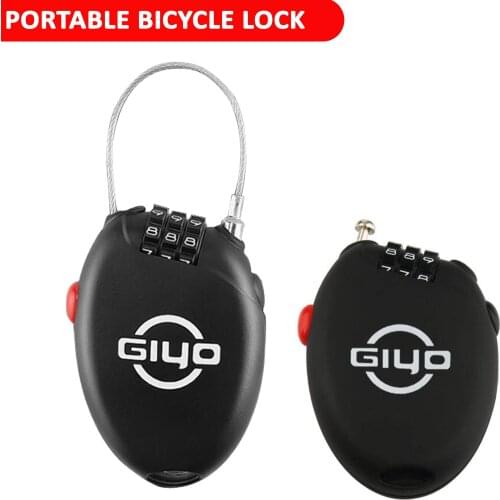 GIYO Mini Cable Lock Multi Function for Bike Scooter Helmet Luggage 3 Digits Code Portable Lock DIY Bicycle Spare Part Accessory