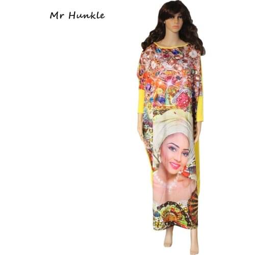 Mr Hunkle New Casual Print Dresses Long Sleeve Pattern Beauty Face Leopard Women Maxi Dress Vestidos African Style Loose Dress