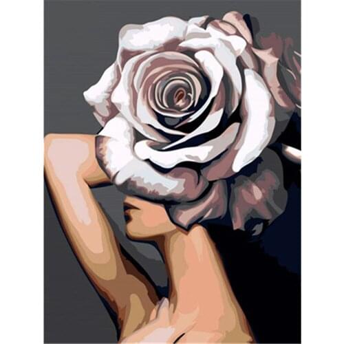 Girl Flower DIY Embroidery Cross Stitch 11CT Kits Needlework Craft Set Cotton Thread Printed Canvas Home Decoration New Sale