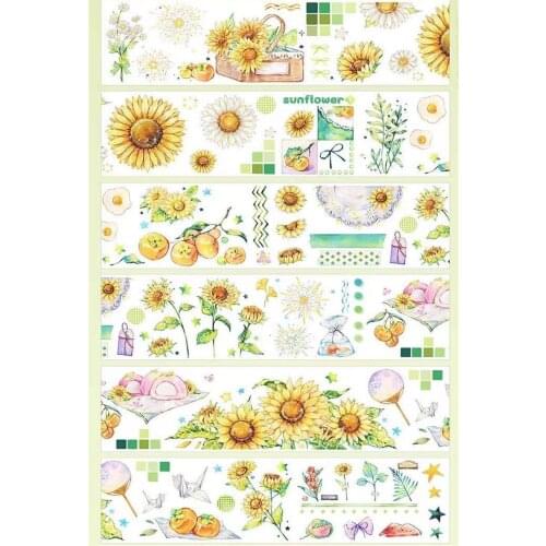 Beautiful Flower Washi Masking Tapes for Card Making Bullet Journal DIY Scrapbooking Label Stickers