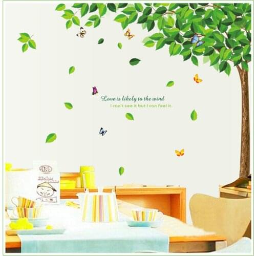 Living room bedroom wall stickers green leaves plant wall decals decorative painting wall decor wallpaper stickers