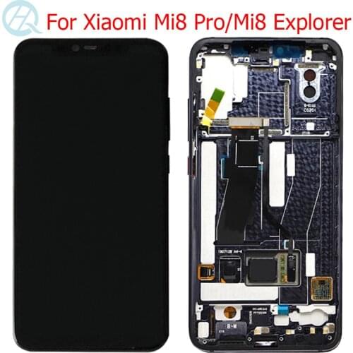 Original Mi 8 Pro LCD For Xiaomi Mi8 Explorer Display With Frame 6.21" For Xiaomi Mi8 Pro M1807E8A LCD Display Touch Screen