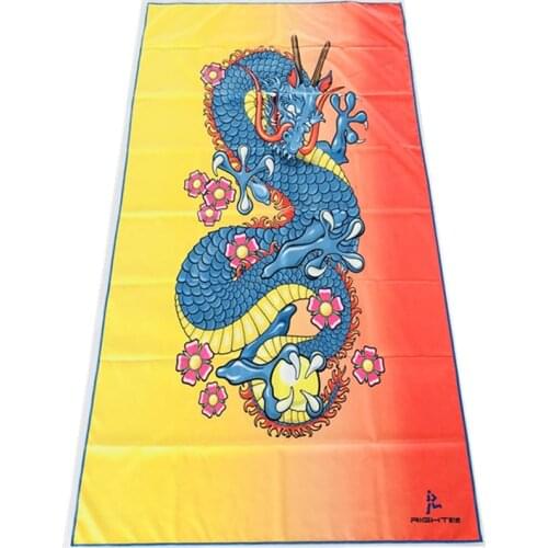 Quick dry super absorbent dragon printing microfiber towel beach towel with mesh bag