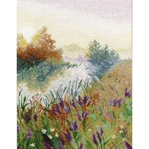 Popular Needlepoint Misty Morning Embroidery Cross Stitch Flower Patterns with 100% Cotton Floss & Free Shipping for Wall Decor