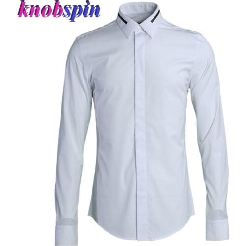 Brand Simple design Business male Dress Shirt 2019 NEW Solid long sleeve Slim Casual Camisas high quality 80% Cotton shirts men