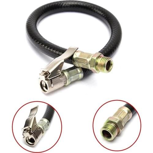 Motorcycle Bicycle Bike Self-locking Chuck Car Tire Pressure Meter Air Inflator Rubber Hose