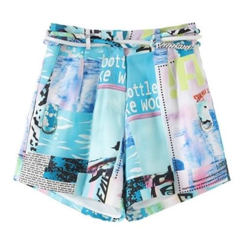 Printed Shorts Women High Waist Straps Comfortable And Breathable Loose Outdoor Leisure Vintage Shorts