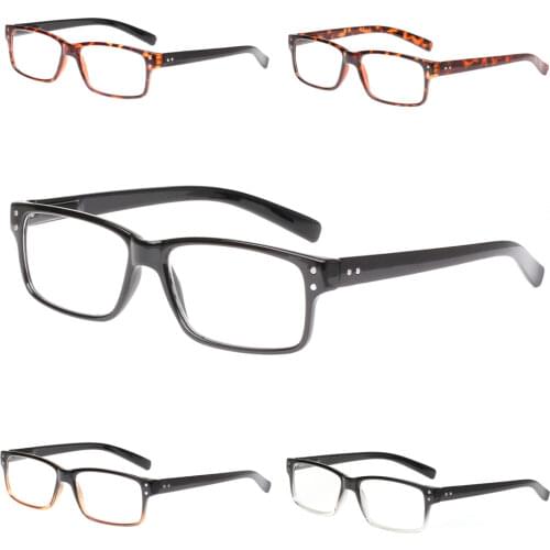 Stylish rectangular reading glasses, spring hinge, mens and womens reading glasses, diopter 0.5 1.75 2.0 3.0 4